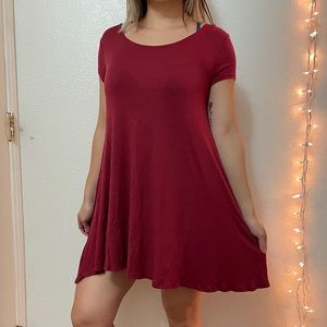 Poetry: deep red t-shirt dress